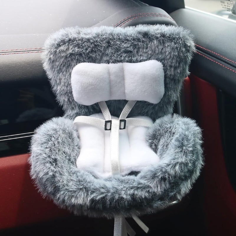 Walant Doll Car Seat Compatible with Labubu, Chair for 10-17cm Dolls - Adjustable Safety Strap, Air Vent Clip & Desktop Stand, Soft Cushion, Cute Car Ornament Gift for Collectors & Fans (Grey) - Image 1